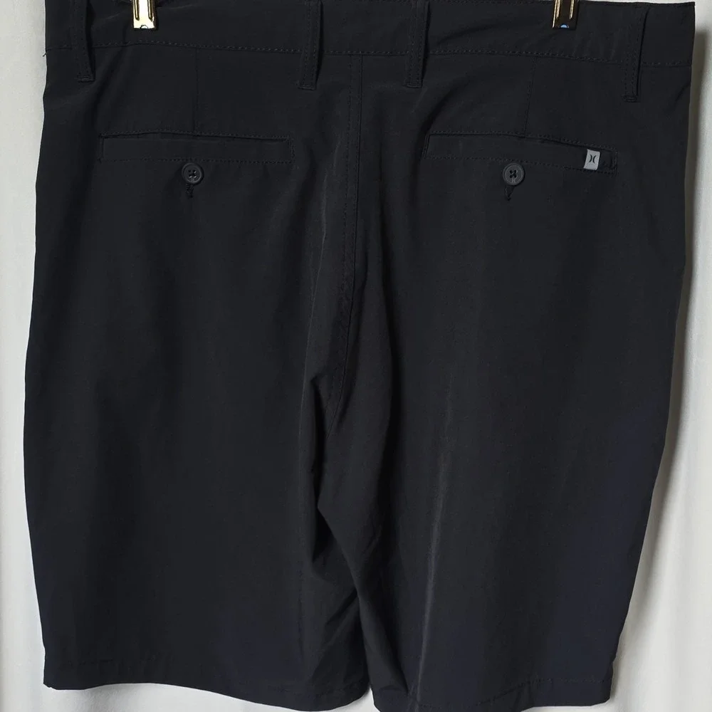 Hurley Mens Black Solid Flat Front Button Closure Shorts Regular Size 36